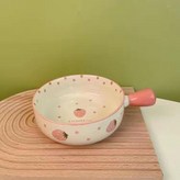 粉點草莓手把碗 × 1個