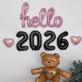 곰돌이 hello 핑크 + 숫자 블랙 + 하트 연핑크 × 1개