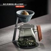 無孔茶漏 支架過濾套組 側把觀山公道杯 - 菁灰 × 1套