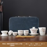 紫藤花羊脂玉蓋碗茶漏組公道杯6圓口杯茶巾茶夾藍皮包:如圖所示2736 × 1個