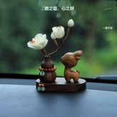 綠檀木平安鹿+胡桃木平安扣葫蘆+玉蘭花+底座:如圖 × 1個