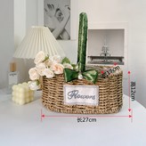 橢圓水果花籃綠色把絲帶（送花泥賀卡） × 1個