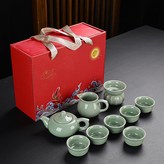 哥窯茶具套組如意壺紅禮盒:如圖所示610 × 1個