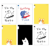 공룡보드+서핑독+웰시코기+사모예드