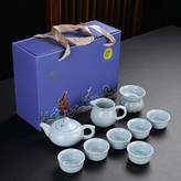 汝窯茶具組如意壺藍禮盒:如圖所示616 × 1個