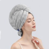 2025年新款【10A抗菌】加厚泡泡絨幹發帽-雲霜灰:【76x27cm】【加厚加軟】 × 1個