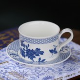 北4-青花方圓杯+碟 - 山茶花,200-280Ml × 1個