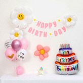 03)무광데이지생일풍선세트 기본형 핑크 × 1세트