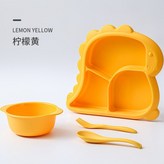 亮黃【恐龍】4件套（盤+叉+勺+碗） × 1個