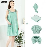 DFMEI 목욕타월+헤어타월+헤어밴드+핸드타월  연두세 × 1개