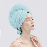 2025年新款【10A抗菌】加厚泡泡絨幹發帽-湖水藍:【76x27cm】【加厚加軟】 × 1個