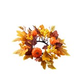 추수감사절 양초 서클 포커스 수확 가정 장식용 채소 및 단풍잎 디자인