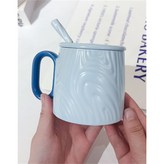 陶瓷木紋杯【淺藍320ML】 × 1個