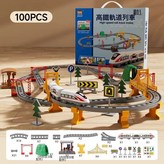 彩盒裝100PCS電動拼裝軌道高鐵+充電套裝:如圖所示 × 1個