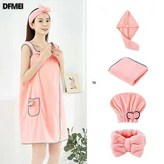 DFMEI 목욕타월+헤어타월+헤어밴드+핸드타월  핑크세 × 1개