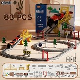 彩盒裝【83PCS】電動拼裝-軌道火車+充電套裝:如圖 × 1個