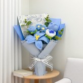 淺藍鬱金香小玫瑰花束 送禮袋 × 1個
