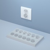 透明旋轉插座保護蓋-白透,6個三孔+6個兩孔 × 1個