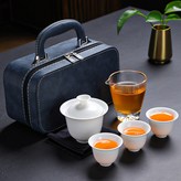 羊脂玉蓋碗6件套/藍皮包 × 1個