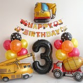 중장비 가랜드 생일 파티 - 숫자 풍선 3 × 1개