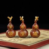 可開啟 三面鎏金龍頭葫蘆 高5.9直徑2.1釐米不帶繩子 × 1個