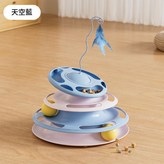 天空藍 漏食飛碟貓轉盤 三合一 × 1個