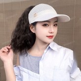 곱슬머리 / 흰색 모자+흑갈색 가발 × 1개