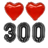 3.숫자풍선블랙(소)/300+하트레드(18inch)2P