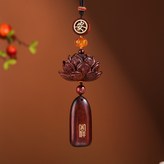 紅檀木蓮花掛件 - 吉祥牌 × 1個