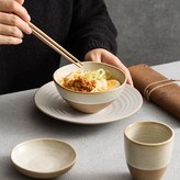 4英寸粗陶手拉螺紋味碟,1個 × 1個