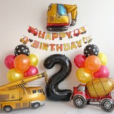 중장비 가랜드 생일 파티 - 숫자 풍선 2 × 1개