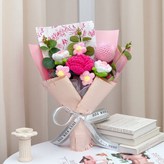 玫紅玫瑰嘟嘟鬱金香花束 送禮袋 × 1個