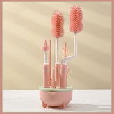 (粉色)瀝水架+旋轉刷+直刷+奶嘴刷+吸管刷 × 1個