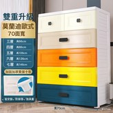 【超大70寬】歐式-莫蘭迪｜雙小抽加高加深 升級把手:6層 × 1個