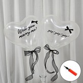 투명풍선블랙리본+손펌프 × 1세트