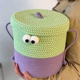 大眼怪綠+紫 帶蓋25*25cm × 1個