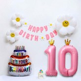 02-10)핑크 데이지가랜드 생일풍선세트10 × 1세트