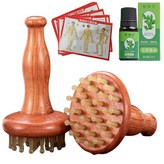 【手柄款】經絡刷牛筋梳*1個,贈艾草精油+穴位圖紙+精美包裝 × 1個