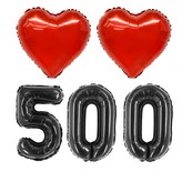 5.숫자풍선블랙(소)/500+하트레드(18inch)2P