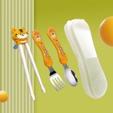 黃虎 虎口筷304勺叉透明盒 × 1個