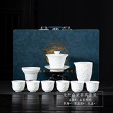 羊脂玉浮雕龍蓋碗6杯公杯茶漏組藍皮包:如圖所示825 × 1個