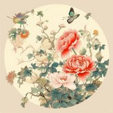 30*30cm 원단형 부귀영화 모란꽃3 × 1세트