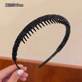 黑色水鑽帶齒防滑髮箍 × 1個