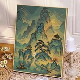 F002千里江山 30 40單畫布 配顏料畫筆 × 1個