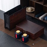 黑檀木紋雙罐禮盒-方罐-藍 × 1個