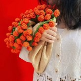 材料包 卡其 橘色花束毯子 40*40 × 1個