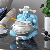 肌肉財神煙灰缸擺件-藍色【高17cm2 × 1個