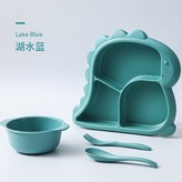 湖藍【恐龍】4件套（盤+叉+勺+碗） × 1個