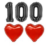 1.숫자풍선블랙(소)/100+하트레드(18inch)2P
