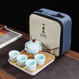 小康泡旅行茶具一壺四杯套裝-天青 × 1個